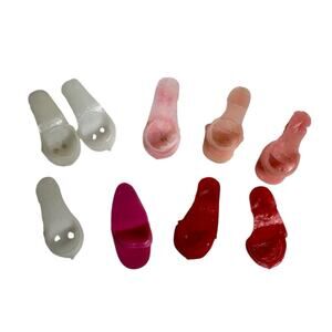 Barbie Vtg Mule Open Toe Heels Shoes Pink White Red